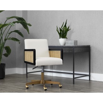 Sunpan Claudette Office Chair in Linoso Ivory - Lifestyle