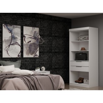 Manhattan Comfort Mulberry Open 1 Sectional Modern Armoire Wardrobe Closet with 2 Drawers in White