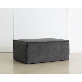 Sunpan Calista Ottoman In Navarro Pewter - Angled