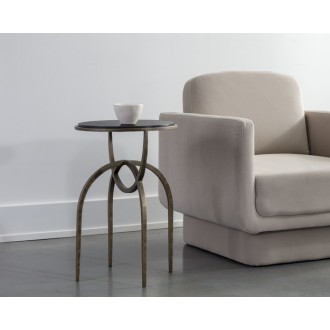 Sunpan Alicent End Table - Black Marble - Lifestyle