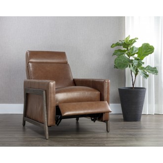 Sunpan Brandon Recliner in Shalimar Tobacco Leather - Lifestyle