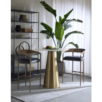 Sunpan Zanatta Counter Stool - Charcoal Black Leather Set 2