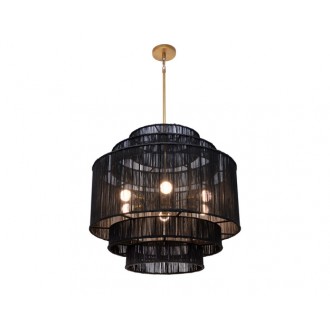 Sunpan Aalyssa Chandelier - Black Jute Led Light