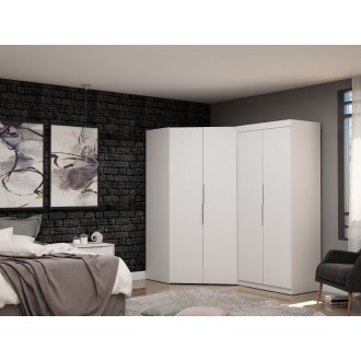 Manhattan Comfort Mulberry 3.0 Sectional Modern Corner Wardrobe Closet with 2 Drawers - Set of 2 in White
