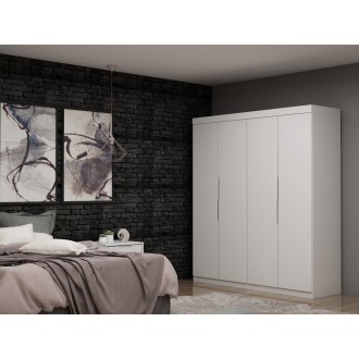 Manhattan Comfort Mulberry 2 Sectional Modern Wardrobe Closet with 4 Drawers - Set of 2 in White