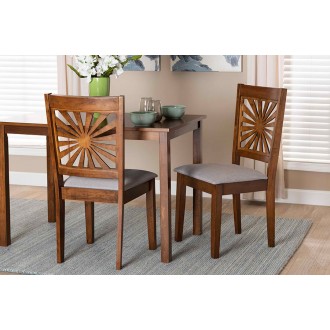 Baxton Studio Olympia Modern Grey Fabric and Walnut Brown Finished Wood Dining Chair - Set of Two - Lifestyle