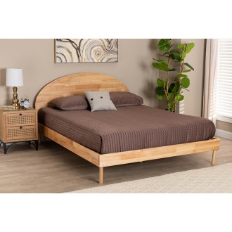 Baxton Studio Denton Japandi Natural Brown Finished Wood Queen Size Platform Bed - Lifestyle