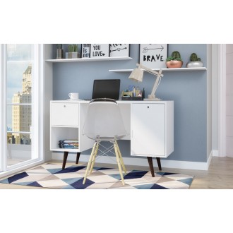 Edgar 1-Drawer Mid Century Office Desk in White - Lifestyle