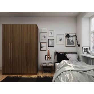 Manhattan Comfort Gramercy Modern 2-Section Freestanding Wardrobe Armoire Closet in Brown Front