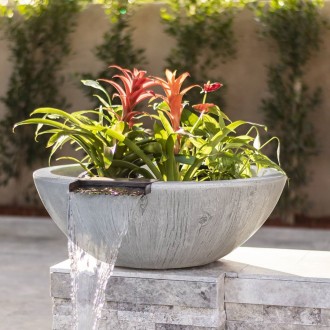 The Outdoor Plus Sedona Wood Grain Planter & Water Bowl 