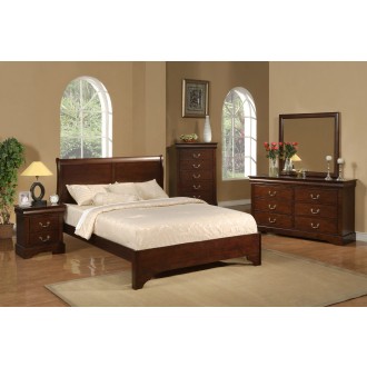 Alpine Furniture West Haven Queen Low Footboard Sleigh Bed, Cappuccino - Lifestyle