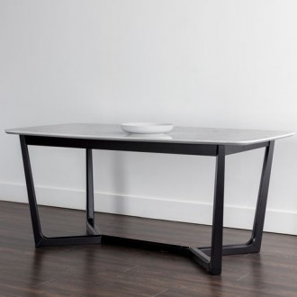 Sunpan Kali Dining Table 70.5" in Black - Grey Marble - Lifestyle