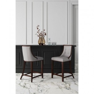 Manhattan Comfort Fifth Avenue Faux Leather Counter Stool in Light Grey