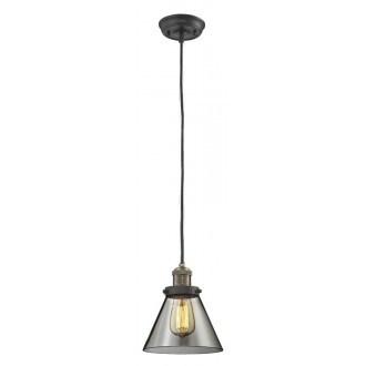 Glass Pendant With 10 Feet Cord - Brushed Brass - Smoked Glass
