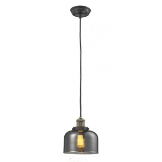 Glass Pendant With 10 Feet Cord - Brushed Brass - Smoked Glass
