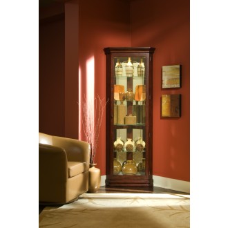 Pulaski Furniture Mirrored 4 Shelf Corner Curio Cabinet in Victorian Brown