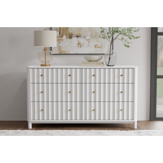 Alpine Furniture Stapleton 6 Drawer Dresser in White - Lifestyle
