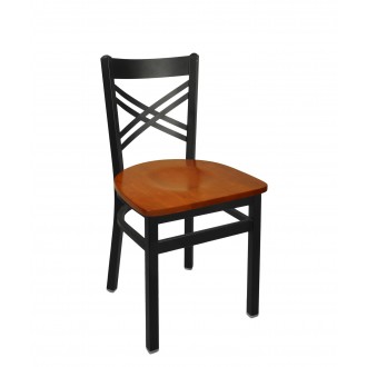 Akrin Cross Back Chair With Steel Frame And Sand Black Finish