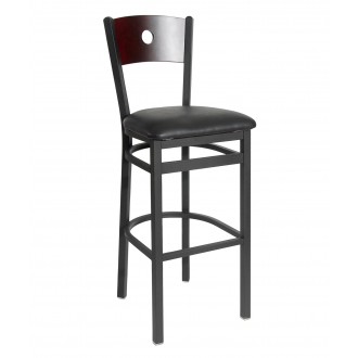 Darby Circle Wood Back Barstool In Steel Frame And Sand Black Finish