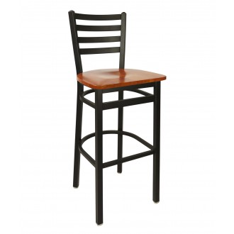 Lima Ladder Back Barstool With Steel Frame And Clear Coat Finish 