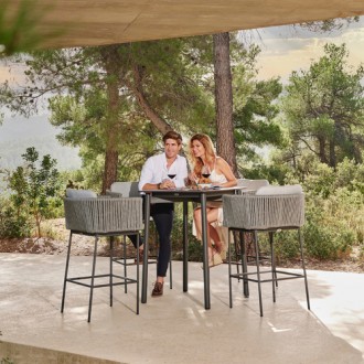 Skyline Design Boston Square Pub Table with Glass Set