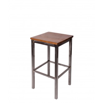 Trent Backless Square Barstool With Steel Frame And Clear Coat