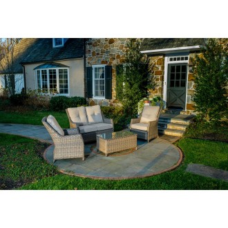 Alfresco Home Rockhill All Weather Wicker 4 Piece Seating Group with Sunbrella Cushions - Lifetstyle