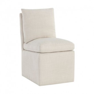 Sunpan Glenrose Wheeled Dining Chair in Effie Linen - Front Side Angle