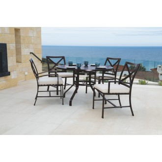 La Jolla Dining Chair With Cushions In Canvas Flax With Self Welt  - Lifestyle
