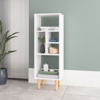 Manhattan Comfort Essex 42.51 Bookcase with 5 Shelves in White and Zebra