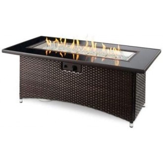 Outdoor Greatroom Company Montego Coffee Table W/Balsam Wicker Base Glass Burner - Lit