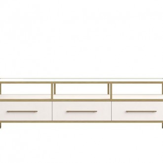 Sunpan Venice Media Console and Cabinet - Oyster Shagreen - Front Angle