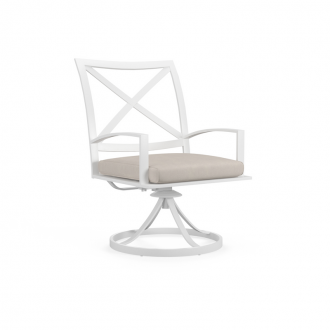 Bristol Swivel Dining Chair in Canvas Flax w/ Self Welt - Front Side Angle