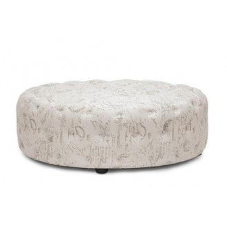 Baxton Studio Cardiff Script Print Modern Tufted Ottoman