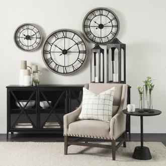 Mercana Poppy I 79x16 Black Metal With Glass Door Sideboard 1
