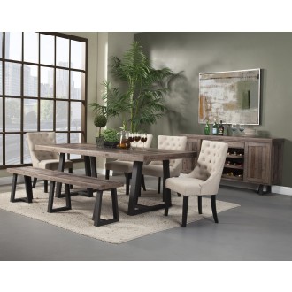 Alpine Furniture Prairie Rectangular Dining Table, Natural/Black - Lifestyle