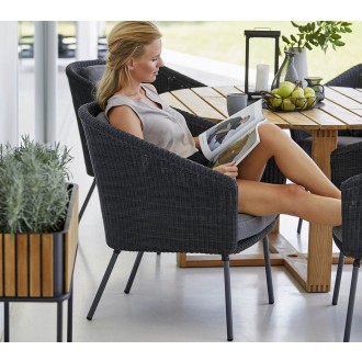 Cane-Line Mega Dining Chair, Incl. Grey Cane-Line AirTouch Cushions
