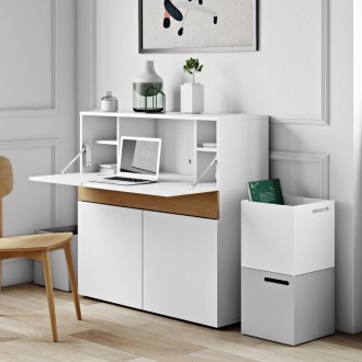 TemaHome Focus Workstation in Pure White & Oak - Lifestyle 