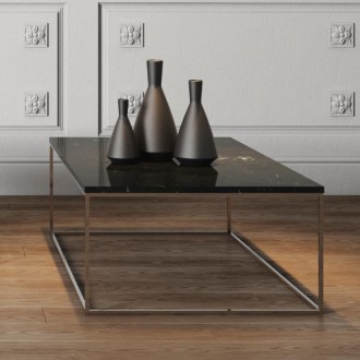 TemaHome Gleam 47x30 Marble Top Coffee Table in Black Marble & Chrome - Lifestyle