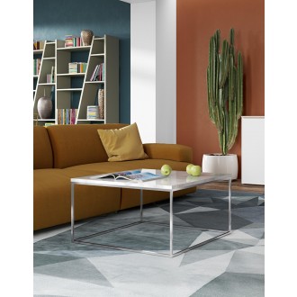 TemaHome Gleam 30x30 Marble Top Coffee Table in White Marble & Chrome - Lifestyle