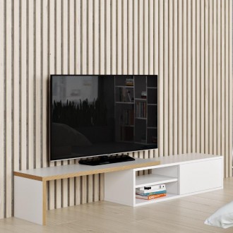 TemaHome Move Tv Table in Pure White with Plywood Edge - Lifestyle