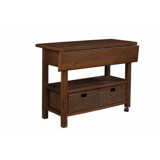 Alpine Furniture Caldwell Kitchen Cart in Antique Cappuccino - Angled