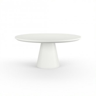 Sunset West Pedestal Dining Table in Bone Finish - Front Angle