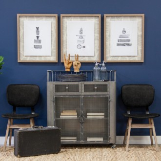 Mercana Haden I Black Faux-Leather Wrap Brown Solid Wood and Iron Base Dining Chair