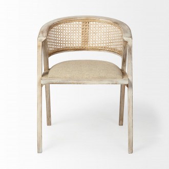 Mercana Tabitha I Blonde Wooden Frame 100% Polyester Seat Dining Chair