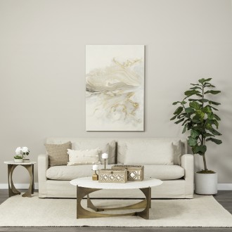 Mercana Reinhold II 21L x 21W x 21H Round Live-Edge Marble Top and Gold Metal Base Side/End Table