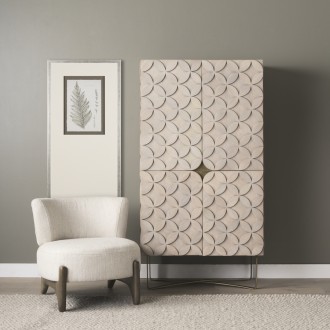 Mercana Excelsior II 68.1" H Light Brown Wood Gold Iron Base Storage Cabinet