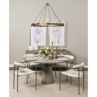 Mercana Maxwell 54" Brown Solid Wood Top Brown Metal/Wood Base Dining Table 4