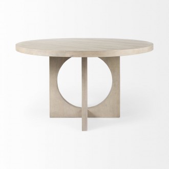 Mercana Liesl 54.L x 54.0W x 30.0H Barely Gray Finished Wood With Circular Top Dining Table 1