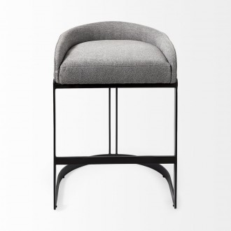 Mercana Hollyfield II Gray Fabric Seat W/ Gray Metal Base Counter Stool Front